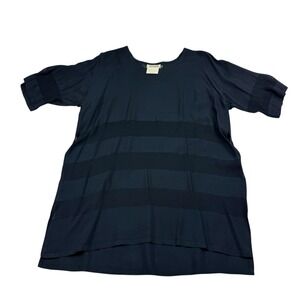 MATSUDA Black Stripe Tunic Top 100% Rayon Professional Made in Japan‎ Size L